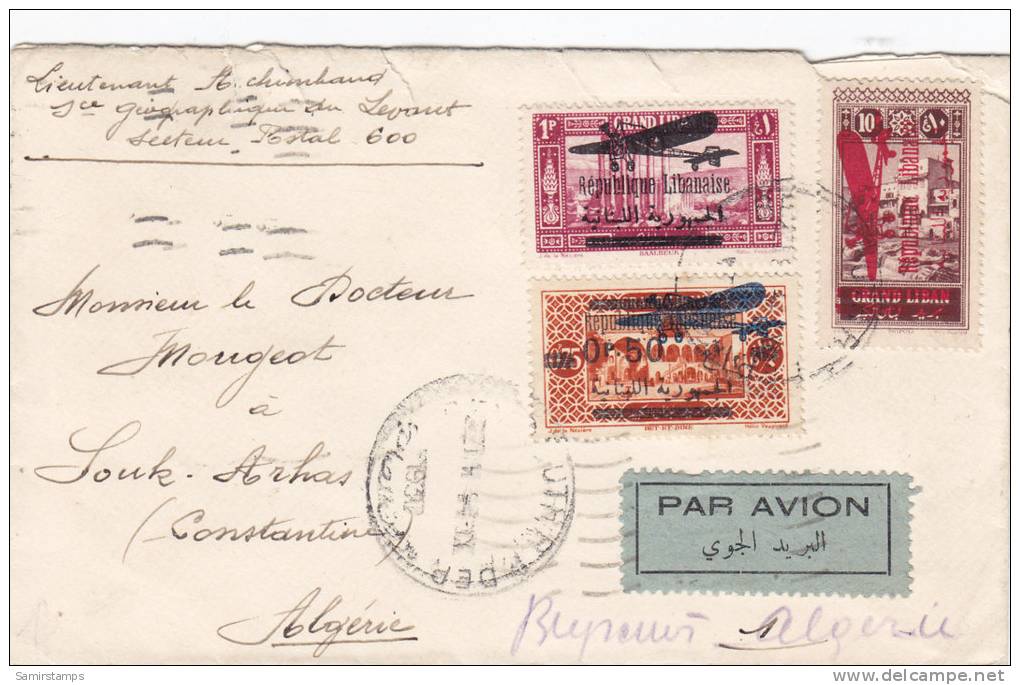 Lebanon,Posd.Hist., Cover Sent To Algeria,franked  Overpint. Stamp 3 On Front,verso 2nd Scan3 Stamps Also-nice Condit- S - Libanon