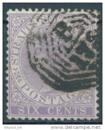 STRAIT SETTLEMENTS - 1868 -  USED/OBLIT. VICTORIA Yv 13 Mi 12 SG 13 WATERMARK CC Wz2 - Lot 7847 - Straits Settlements