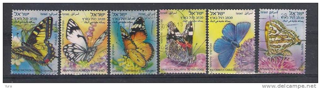 Israel   2012 Butterfliers 6 Different   (a3p12) - Used Stamps (without Tabs)
