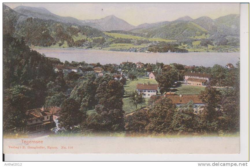 Litho Tegernsee Wohnhäuser See 20.4.1908 Nach München - Tegernsee