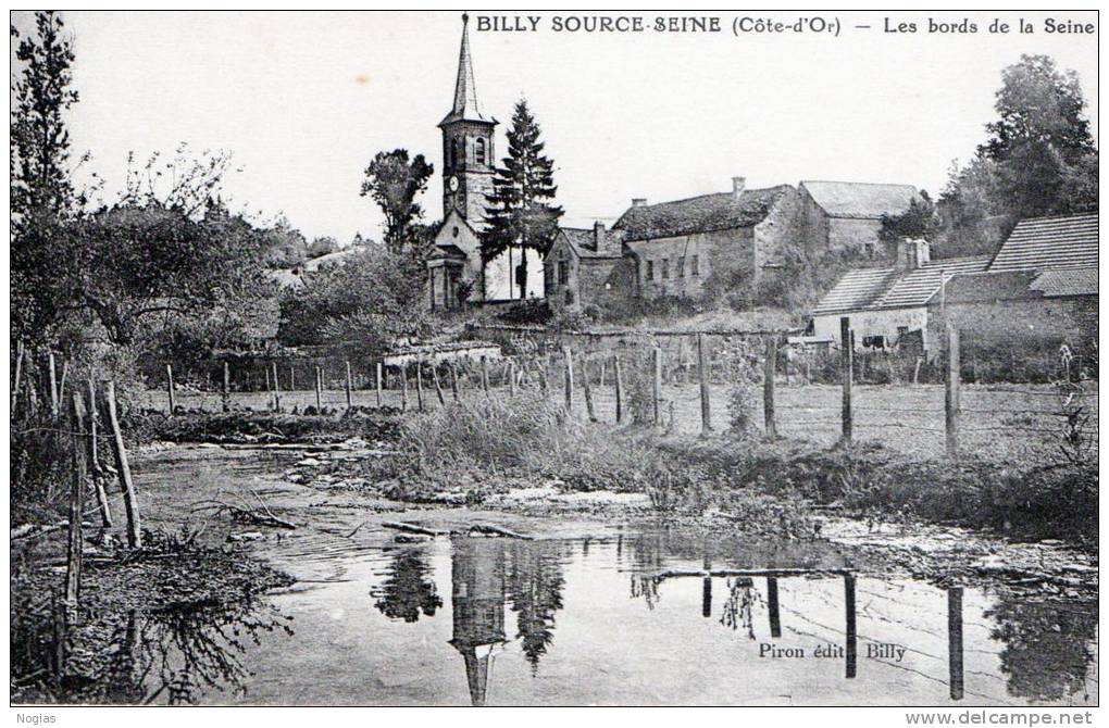 BILLY-SOURCE-SEINE - LES BORDS DE LA SEINE - BELLE CARTE AVEC REFLET DE L'EGLISE DANS LA SEINE -  TOP !!! - Autres & Non Classés