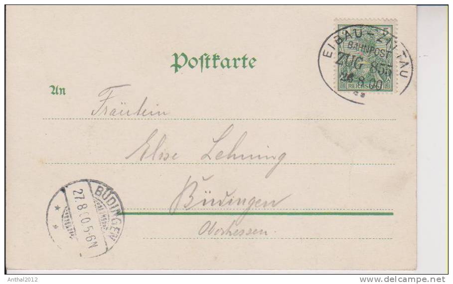 Litho Oybin Sachsen Vom Pferdeberg Gesehen Zugstempel 26.8.1900 Nach Büdingen - Oybin