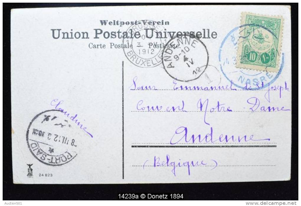 14239 Carte Postale Bédouins De Nasre Nazareth à Andenne (Belgique) Via Port Saïd 04/03/1912 - Palestine