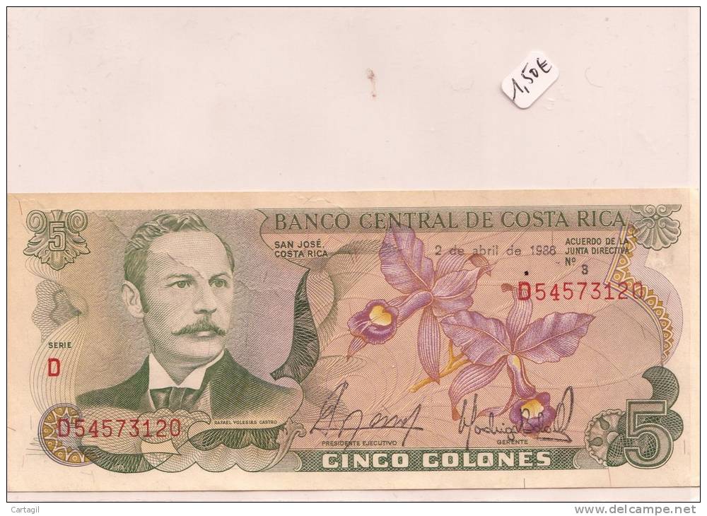 Billets -  A617 -  Costa Rica  - Billet   ( Type, Nature, Valeur, état... Voir 2 Scans)-Envoi Gratuit - Centraal-Afrikaanse Staten