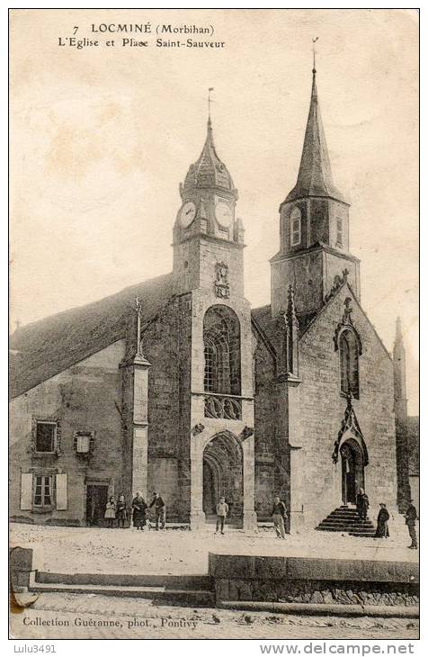 CPA- LOCMINE (56)- La Façade De L'Eglise Et Place Saint-Sauveur - Locmine