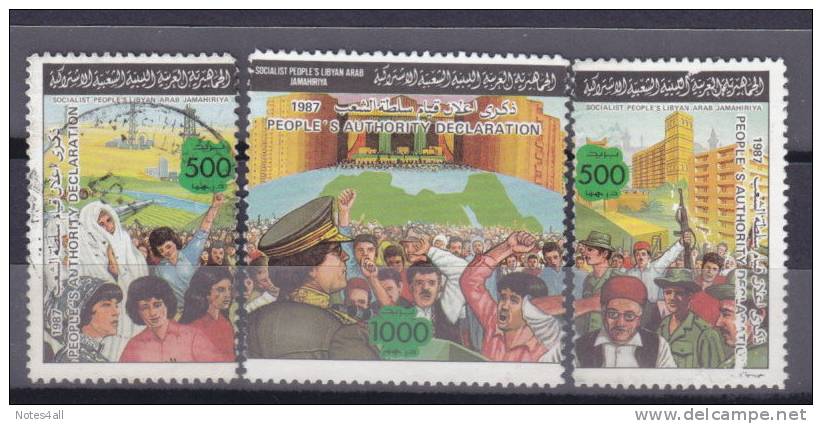 Stamps LIBYA 1987 SC 1329 A-c GADDAFI DECLARATION PEOPLE AUT VF USED #20 */* - Libyen