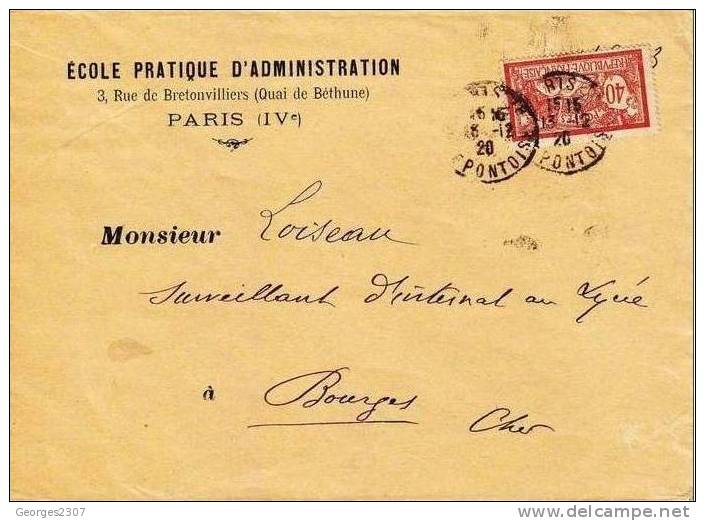 LSC  CACHET  MANUEL PONTOISE Sur  MERSON Seul Sur Lettre - Manual Postmarks