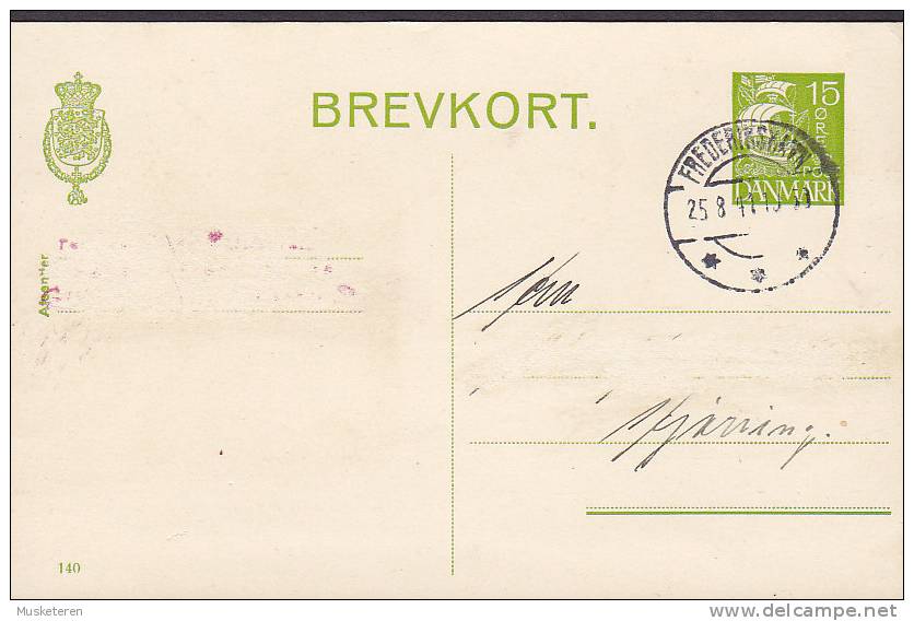 Denmark Postal Stationery Ganzsache Entier 15 Ø Karavelle (140) FREDERIKSHAVN 1941 To HJØRRING (2 Scans) - Ganzsachen