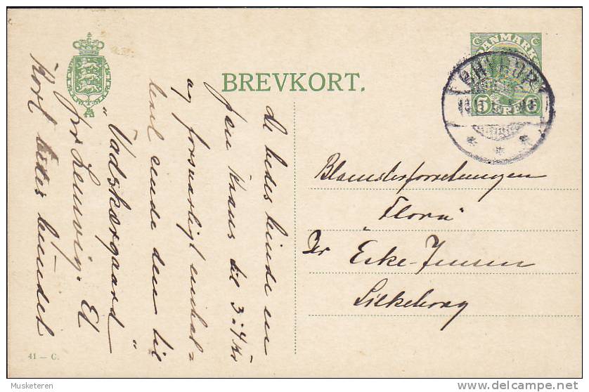 Denmark Postal Stationery Ganzsache Entier 5 Ø King König Christian X. (41-C) BRYRUP 1918 To SILKEBORG (2 Scans) - Ganzsachen