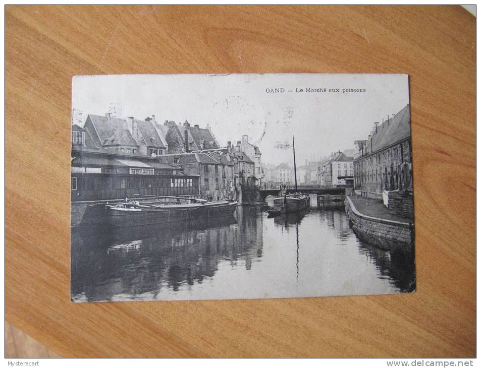 CPA U4  GAND GENT LE MARCHE AUX POISSONS ???? PENICHE BATEAU????  @@@@@@@ - Gent