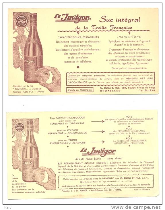 Buvard Publicitaire - Médecine  - Médicament - Pharmacie  "Juvigor"-Nuits St Georges-Bruxelles-Lot De 4 Différents(sf73) - Drogisterij En Apotheek