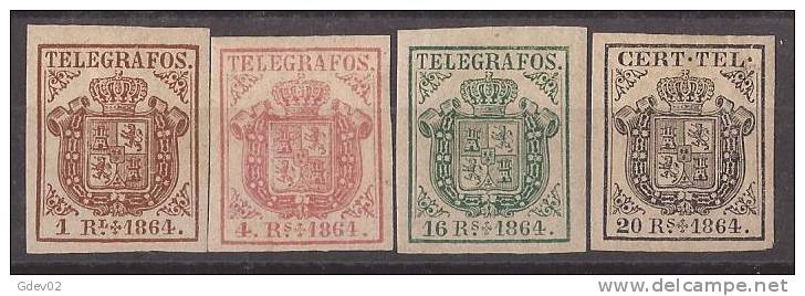 ESTGF1-L2152TAN.Espagne. Spain.ESCUDO DE ESPAÑA.TELEGRAFOS  DE ESPAÑA .1864 (Ed 1/4*)  MAGNIFICO. - Neufs