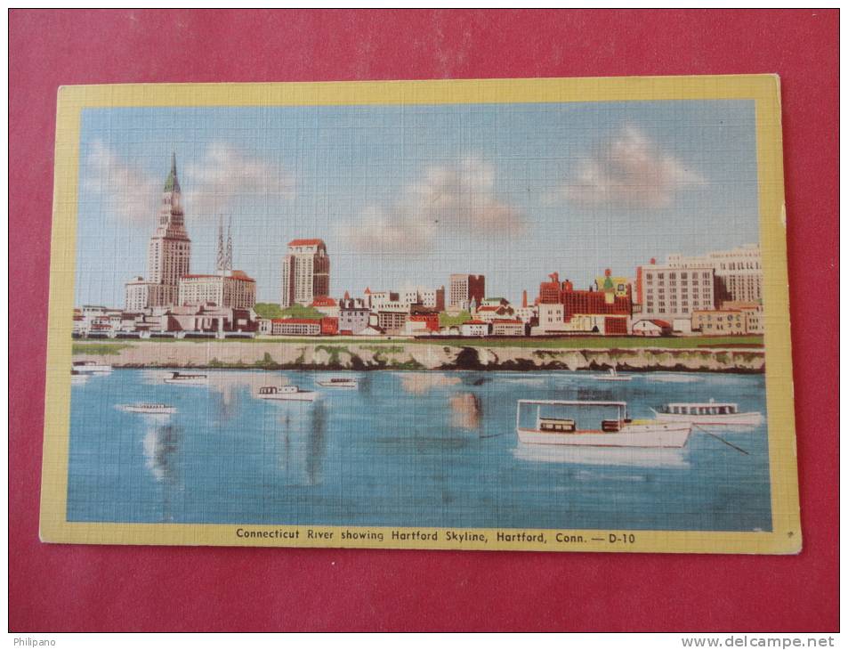 Hartford, CT--Connecticut River Showing Hartford Skyline--cancel 1949--Ref PJ -101 - Hartford