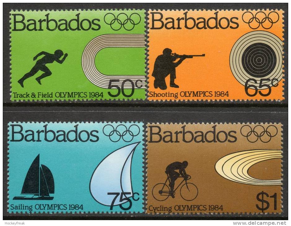 Barbados 1984 - Olympic Games, Los Angeles SG745-748 MNH Cat £4.90 SG2015 - Barbados (1966-...)