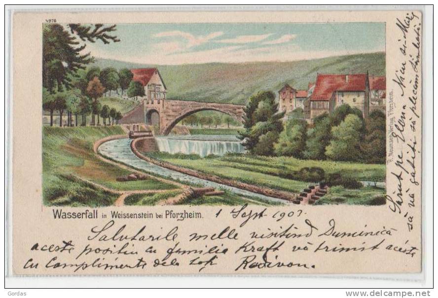 Germany - Pforzheim - Wassefalll In Weissenstein - Litho 1903 - Pforzheim