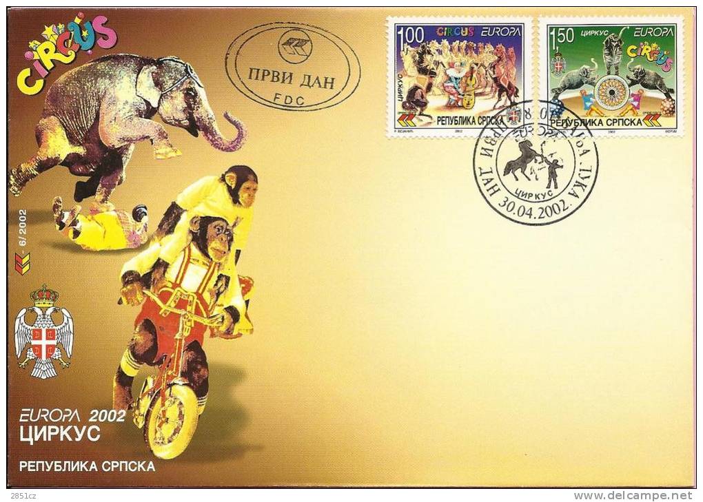 EUROPA 2002 - CIRCUS, Banja Luka, 30.4.2002., Serbian Republic, FDC - Circo