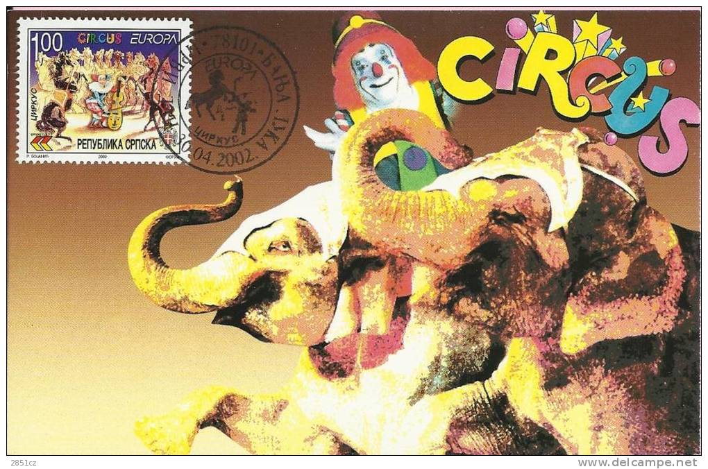 EUROPA 2002 - CIRCUS, Banja Luka, 30.4.2002., Serbian Republic, Maximum Card - Zirkus