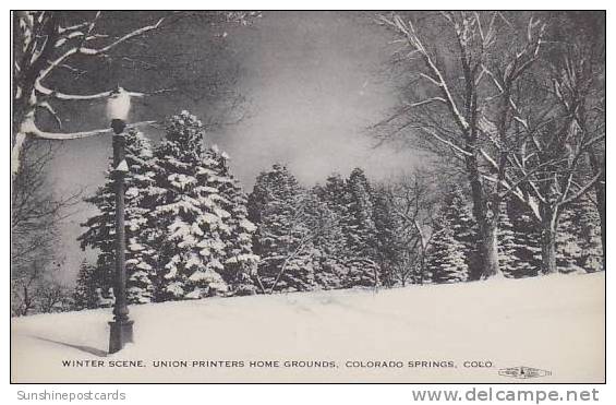 Colorado Colorado Springs Winter Scene Union Printers Home Grounds Albertype - Colorado Springs