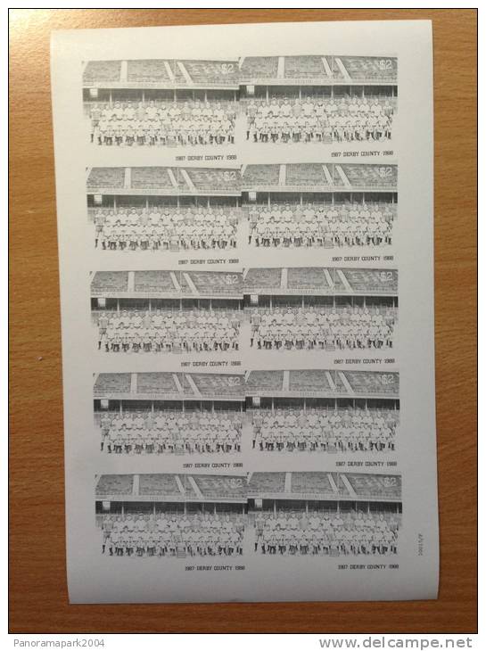 ST - VINCENT 1987 FOOTBALL SOCCER FUSSBALL SHEET Of 10 BARCLAY´S PREMIER LEAGUE CLUB " DERBY COUNTY " PROOF ESSAI - Club Mitici