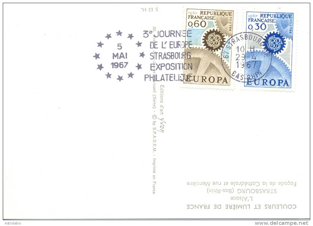 France 1967 " 3ª Journée De L´Europe " Flamme Sur Carte Postal Yvert 1521/2 - Europese Instellingen
