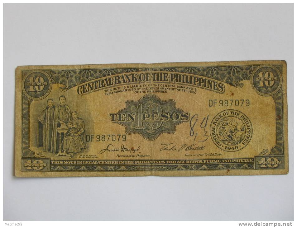 10 Ten Pesos 1949 - PHILIPPINES - Philippine National Bank - Circulating Note. - Philippinen