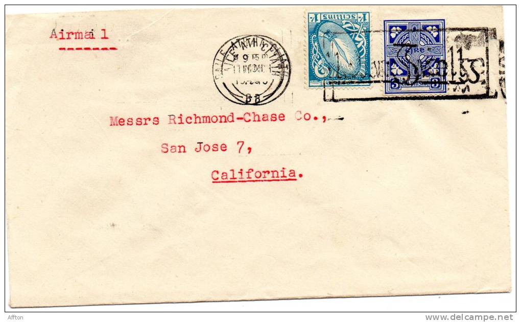 Ireland Air Mail Cover To USA - Lettres & Documents