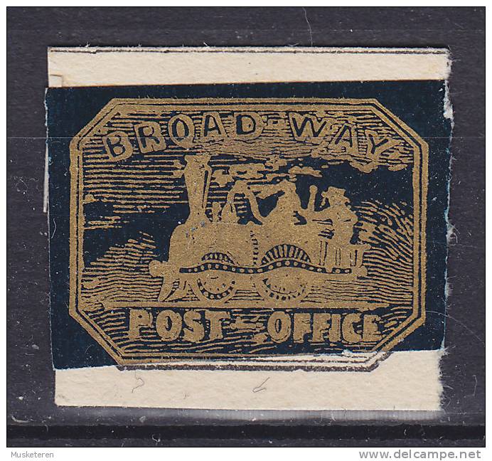 United States 1849 Scott 26L1 Local Stamp BROADWAY Post Office Attached To Clip, MNG (*) Cote 1000 $ - Sellos Locales