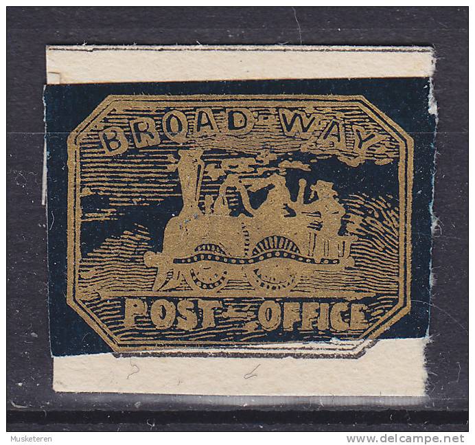 United States 1849 Scott 26L1 Local Stamp BROADWAY Post Office Attached To Clip, MNG (*) Cote 1000 $ - Lokalausgaben