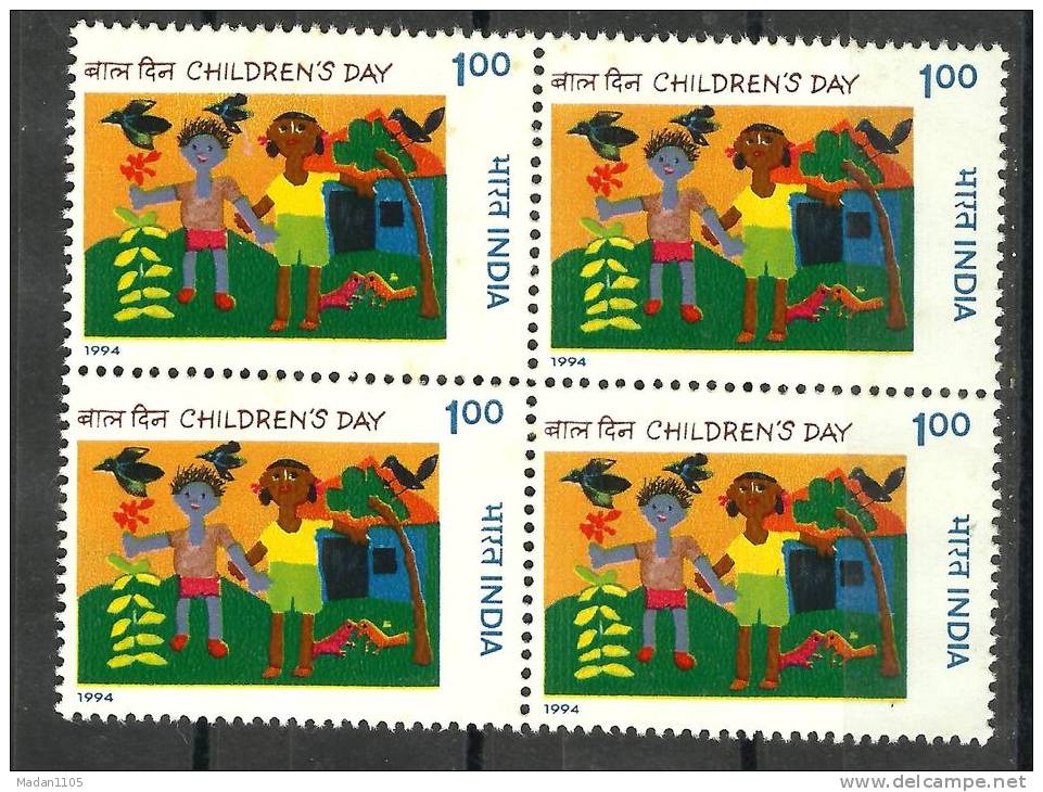 INDIA, 1994, National Children´s Day, Childrens Day, Block Of 4,   MNH, (**) - Neufs