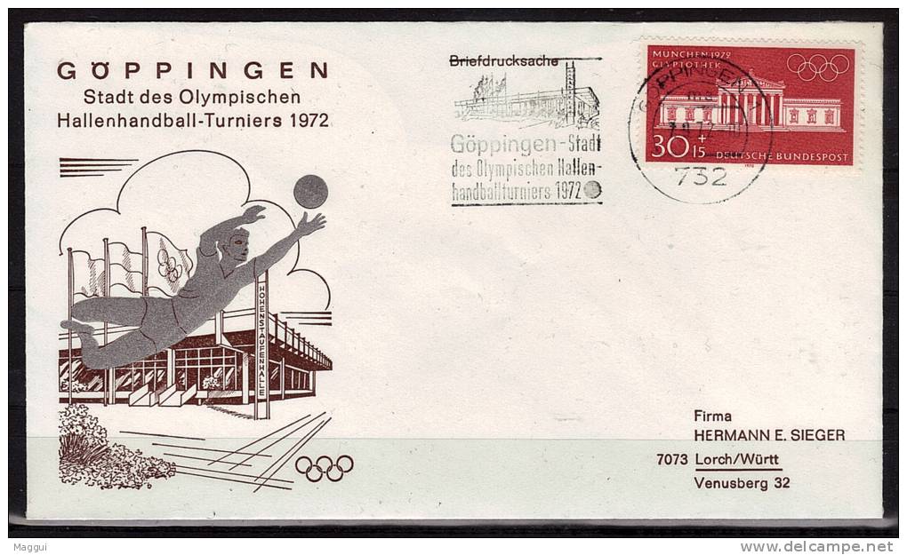 ALLEMAGNE  FDC   Cachet   Goppingen     JO 1972   Hand Ball - Handbal