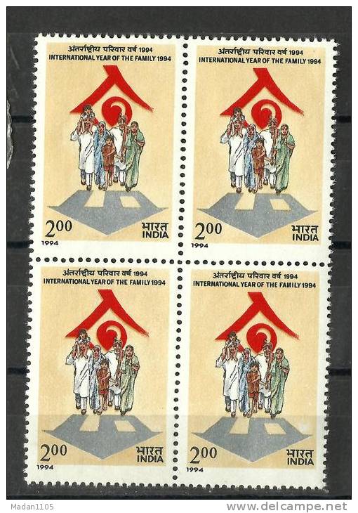 INDIA, 1994, International Year Of The Family, Block Of 4,   MNH, (**) - Neufs