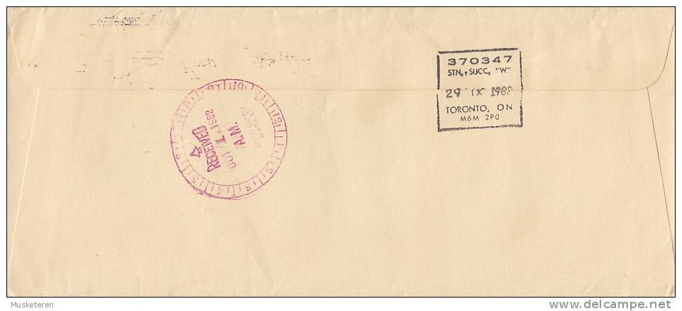 Canada Special Delivery EXPRÉS Label JETLINER, TORONTO Ontario 1982 Cover Lettre To YONKERS United States (2 Scans) - Special Delivery