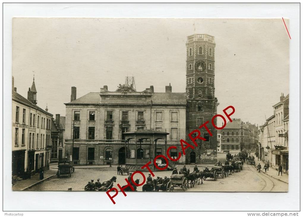 Convoi De TROUPES-Attelages-Soldats-Animation-MENIN-MENEN-CARTE PHOTO Allemande-Guerre 14-18-1WK-BELGIEN-BELGIQUE- - Menen