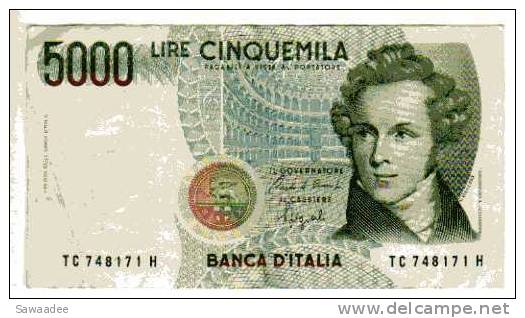 BILLET ITALIE - 111 - 1985 - 5000 LIRE - BELLINI - OPERA "NORMA" - COLISEE - 5000 Lire