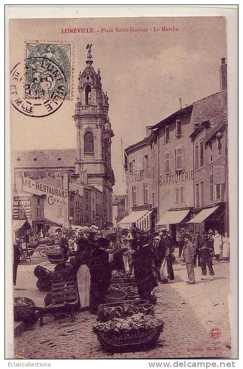 Lunéville  54  Place St Jacques  Le Marché  (petit Défault Bas Droit) - Luneville