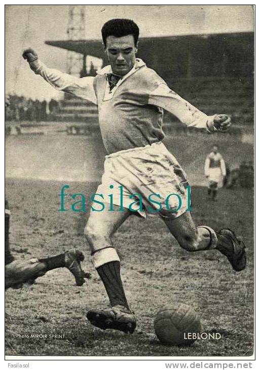 Photo Miroir Sprint Football : Michel LEBLOND - Stade De Reims / Strasbourg (N & B Format 16,5 X 23,5cm) - Trading Cards