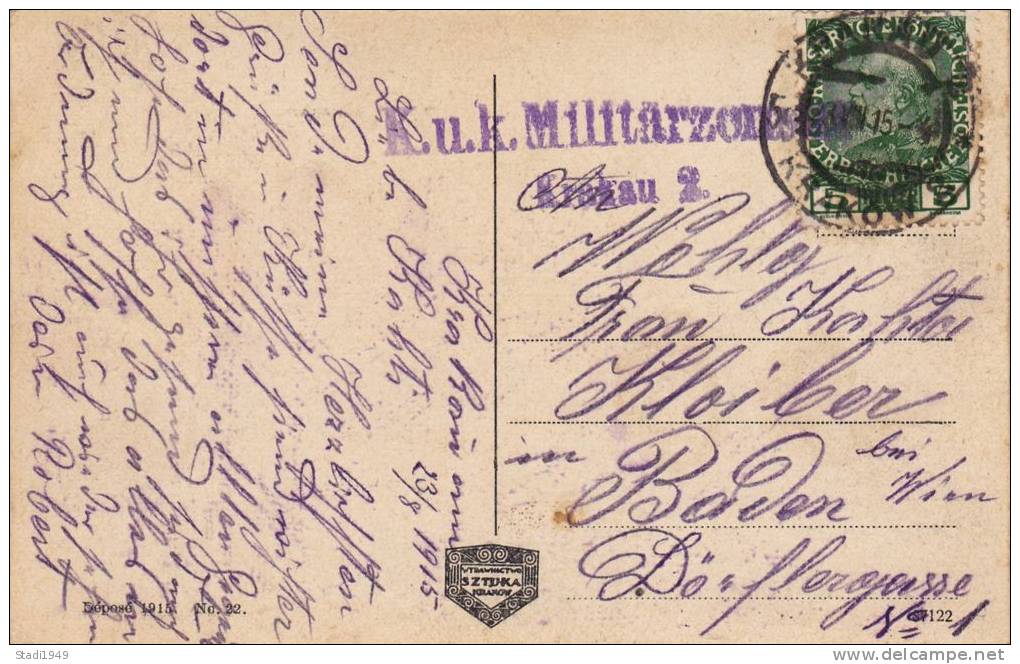 AK Card KRAKAU KRAKOW Wodotrysk Na Plantacyach K U K Militärzensur Krakau 2 1915 WW1 WK 1 (903) - Polen