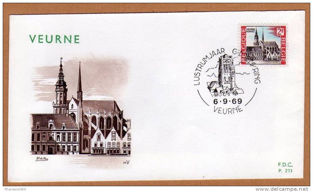 Enveloppe FDC 271 1503 Furnes Veurne - 1961-1970