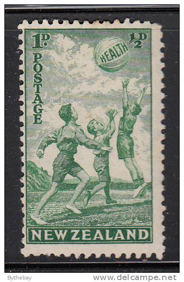 New Zealand MH Scott #B16 1p + 1/2p Children Playing With Beach Ball, Green - Unused Stamps