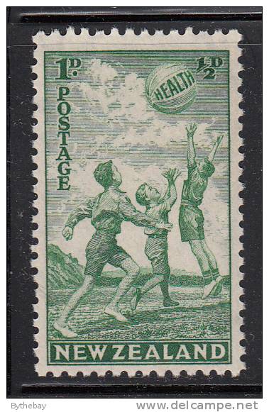 New Zealand MNH Scott #B16 1p + 1/2p Children Playing With Beach Ball, Green - Unused Stamps