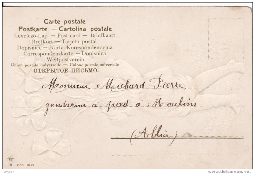 Carte Postale Fantaisie Gauffrée Jeune GARCON-TREFFLE 4 FEUILLES-Heureuse Fête- VOIR 2 SCANS - - Groupes D'enfants & Familles