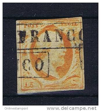 Netherlands: 1852 NVPH Nr 3 Used  , Double Franco Box Cancel - Gebruikt