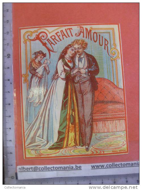 1 étiquette  XIX Ième  Litho Parrafiné - PARFAIT D'AMOUR - Iprimeur PICHOT Paris - Bambini