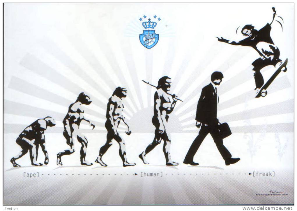 Postcard Unused-Evolution!(trend)- Ape...human..freak(skate Board And Surfing)-2/scans - Skateboard