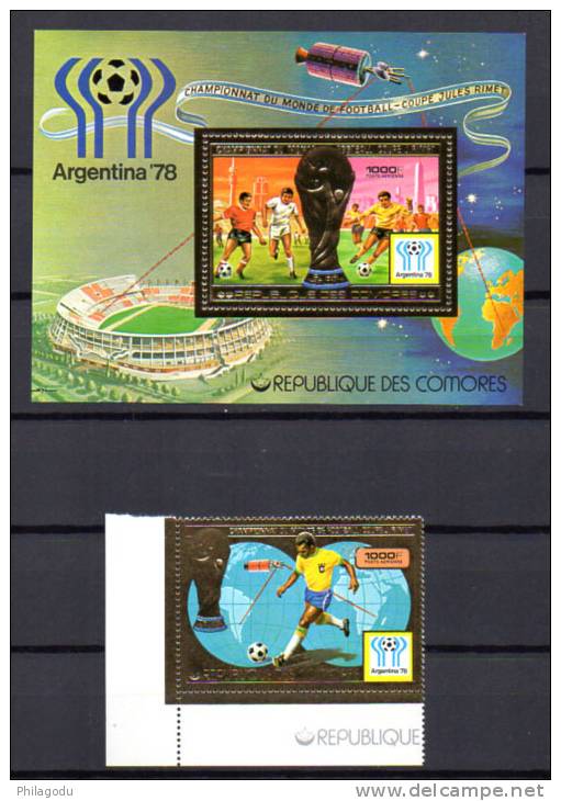 Comores 1978, Coupe Du Monde FOOTBALL En Argentine, MI 391** + BK 124A, Cote 21 €, - 1978 – Argentine