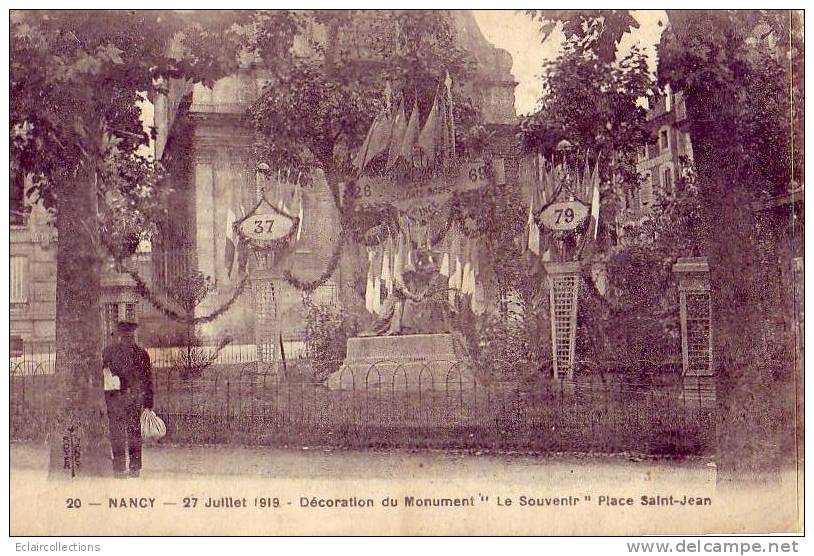 Nancy  54    Décoration Du Monument Place St Jean 27 Juillet 1919 - Nancy