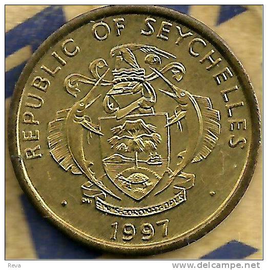 SEYCHELLES 10 CENTS FISH FRONT EMBLEM  BACK 1997 EF READ DESCRIPTION CAREFULLY !!! - Seychelles