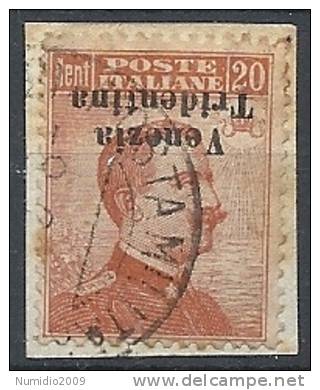 1918 TRENTINO ALTO ADIGE USATO EFFIGIE 20 CENT VARIETà - RR11479 - Trentin