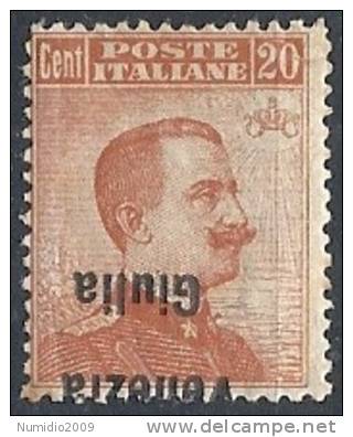 1918-19 VENEZIA GIULIA EFFIGIE 20 CENT VARIETà MNH ** Difettoso - RR11480-2 - Venezia Giulia