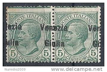 1918-19 VENEZIA GIULIA EFFIGIE 5 CENT VARIETà MNH **  - RR11480 - Venezia Giulia